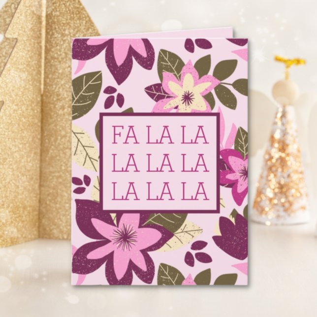 Cartes Pour Fêtes Annuelles Fa La La Moderne Botanique Florale Noël (Créateur téléchargé)