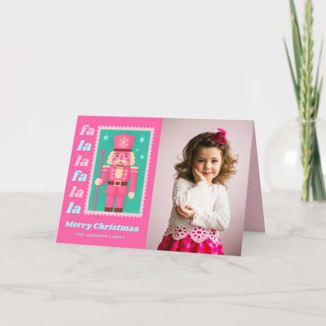 Cartes Pour Fêtes Annuelles Fa Rose La La Nutcracker Photo de Noël (Devant)
