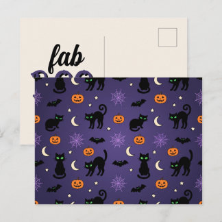 Cartes Pour Fêtes Annuelles Fab-BOO-uleux Chat Noir & Citrouille Halloween