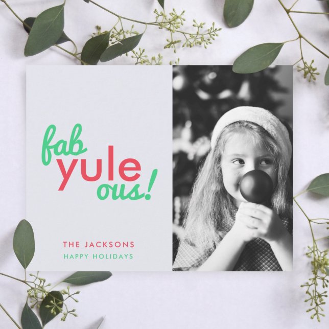 Cartes Pour Fêtes Annuelles Fab Yule Ous | Fabuleux Noël photo élégante (Send a smile with a funny modern Fab Yule Ous photo card by Guava)