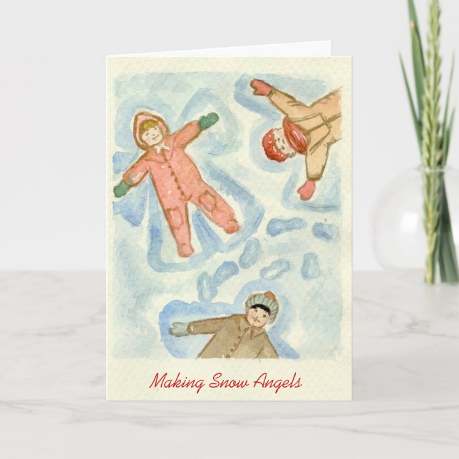 Cartes Pour Fêtes Annuelles Fabrication des anges de neige (Devant)