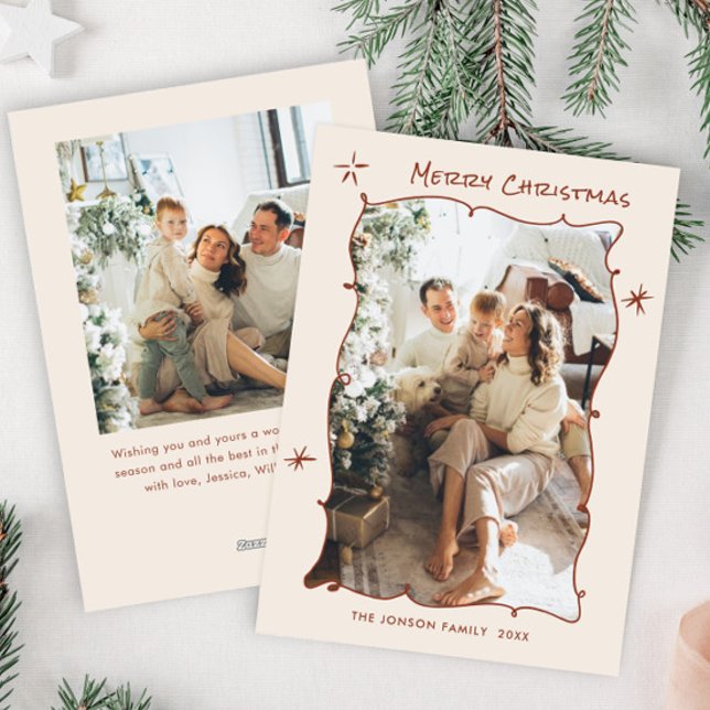 Cartes Pour Fêtes Annuelles Fâcheuse main dessinée Scribble Rétro Noël 2 Photo (Créateur téléchargé)