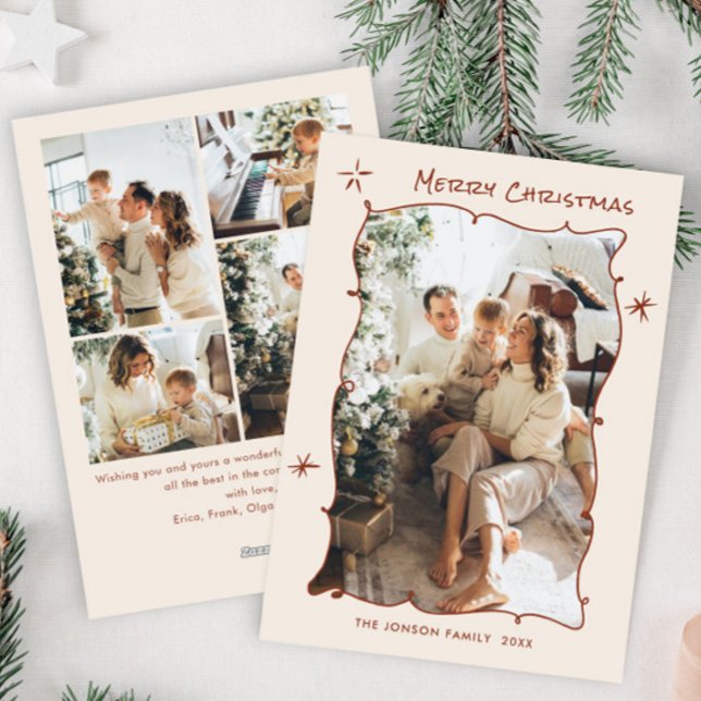 Cartes Pour Fêtes Annuelles Fâcheuse main dessinée Scribble Rétro Noël 5 Photo (Créateur téléchargé)