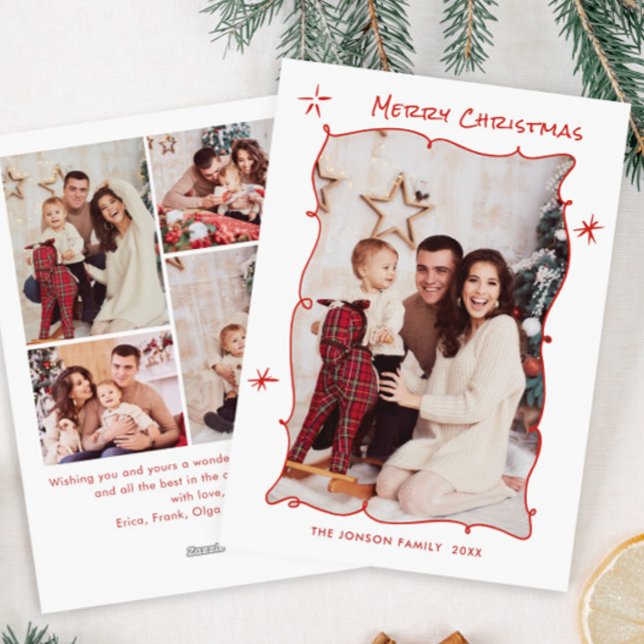 Cartes Pour Fêtes Annuelles Fâcheuse main dessinée Scribble Rétro Noël 5 Photo (Créateur téléchargé)