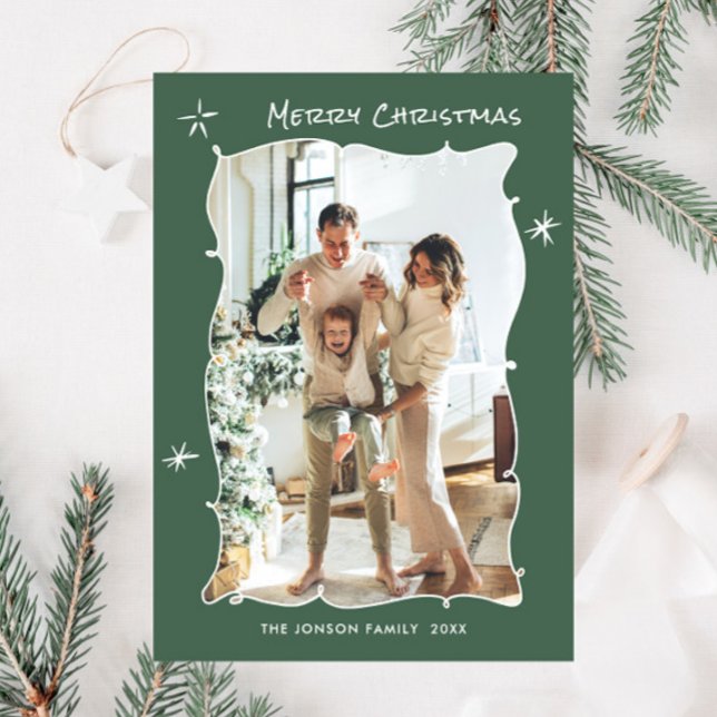 Cartes Pour Fêtes Annuelles Fâcheuse main dessinée Scribble Retro Photo de Noë (Créateur téléchargé)