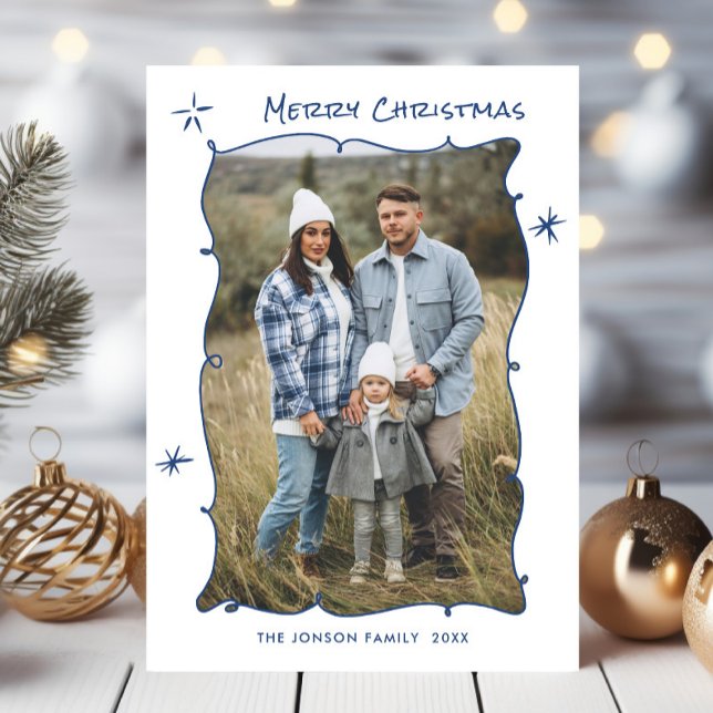 Cartes Pour Fêtes Annuelles Fâcheuse main dessinée Scribble Retro Photo de Noë (Créateur téléchargé)