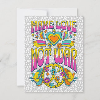 Cartes Pour Fêtes Annuelles Faire l'amour pas la guerre - La paix hippie
