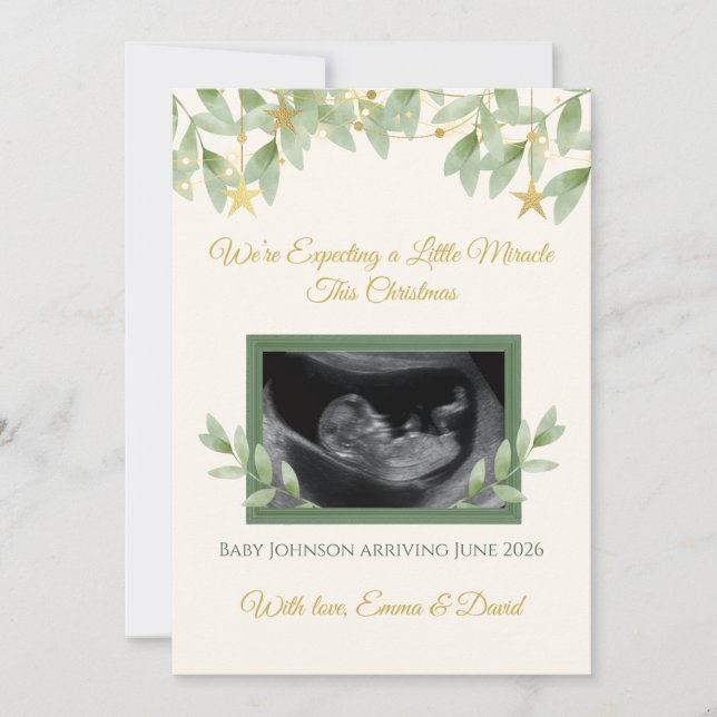 Cartes Pour Fêtes Annuelles Faire part de naissance de bébé de Noël avec feuil (Devant)
