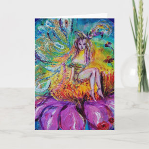 CARTES POUR FÊTES ANNUELLES FAIRY DANS LA NUIT