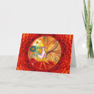 Cartes Pour Fêtes Annuelles FAIRY OF THE FLOWERS Red Yellow Imaginaire