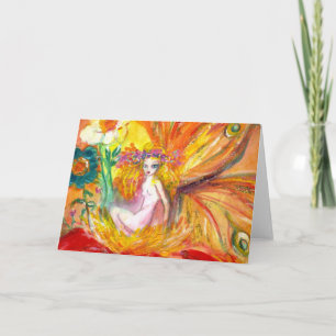 Cartes Pour Fêtes Annuelles FAIRY OF THE FLOWERS Red Yellow Imaginaire