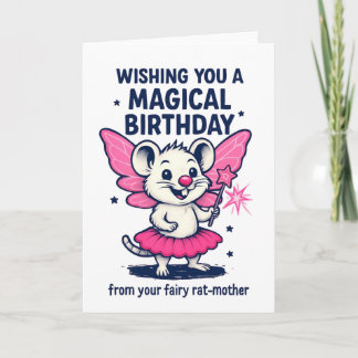 Cartes Pour Fêtes Annuelles Fairy Rat Mother Birthday Card: Funny Pink Animal
