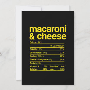 Cartes Pour Fêtes Annuelles Fait nutritionnel sur les macaronis au fromage de