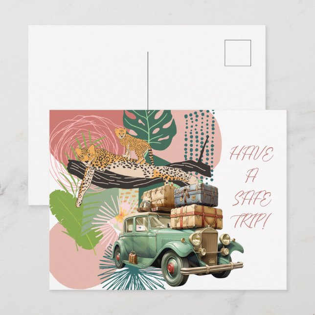 Cartes Pour Fêtes Annuelles Faites Un Voyage En Sécurité (Devant / Derrière)