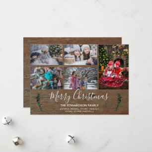 Cartes Pour Fêtes Annuelles Faites votre propre collage familial bois rustique