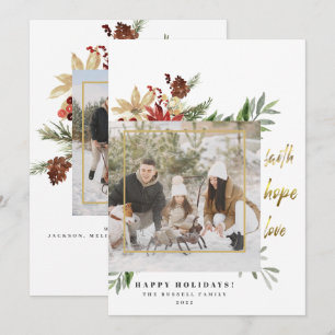 Cartes Pour Fêtes Annuelles Faith Hope Love Elegant Deux photos