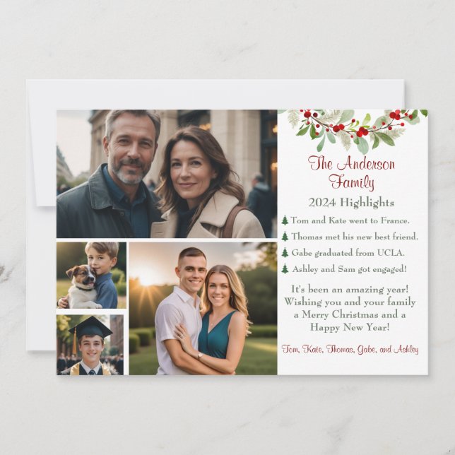Cartes Pour Fêtes Annuelles Faits saillants de la famille Photo classique Noël (Devant)
