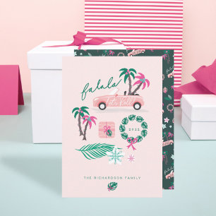 Cartes Pour Fêtes Annuelles Fala de Noël Tropical Lets Roll Rose Convertible