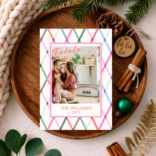 Cartes Pour Fêtes Annuelles Falala Pastel À damiers photo de Noël du Motif