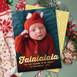Cartes Pour Fêtes Annuelles Falalala Gold Ombre Script amusant Photo de Noël
