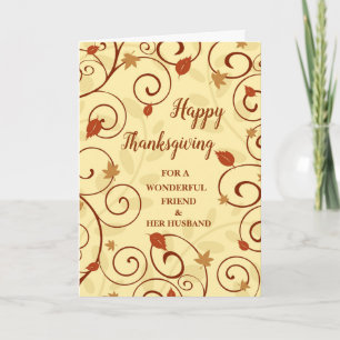 Cartes Pour Fêtes Annuelles Fall Bon thanksgiving Friend et son mari
