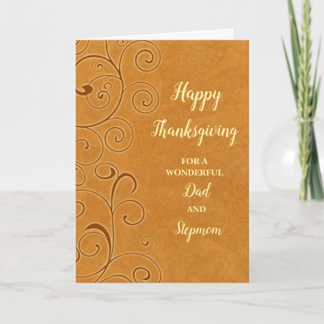 Cartes Pour Fêtes Annuelles Fall Leaves Bon thanksgiving Papa et Stepmaman (Devant)