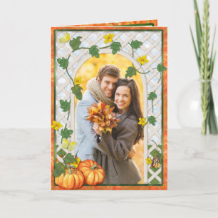 Cartes Pour Fêtes Annuelles Fall Pumpkin Trellis Photo Greeting