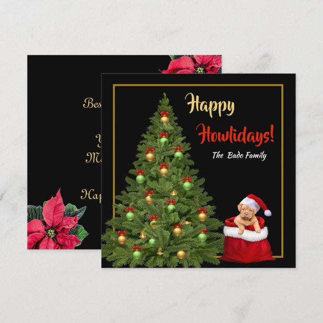 Cartes Pour Fêtes Annuelles Famille Amusante Cute Chiot Joyeux Fêtes Noël (Devant / Derrière)