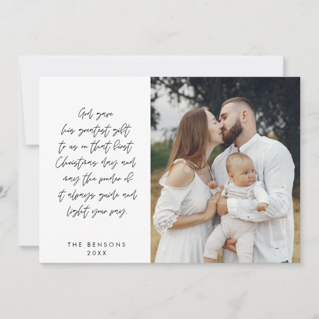 Cartes Pour Fêtes Annuelles Famille Chrétienne Joyeux Noël Photo Religieuse (Devant)