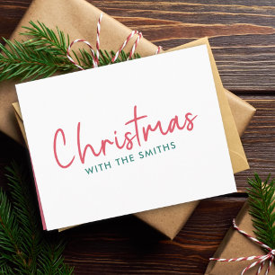 Cartes Pour Fêtes Annuelles Famille Christmas   Minimaliste Family Nom