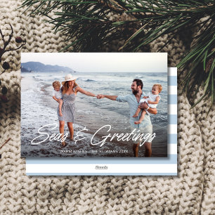 Cartes Pour Fêtes Annuelles Famille côtière élégante Photo Noël