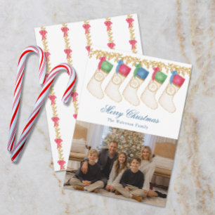 Cartes Pour Fêtes Annuelles Famille de 5 - Monogrammes d'aquarelle photo