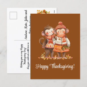 Cartes Pour Fêtes Annuelles Famille de Bon thanksgiving des singes