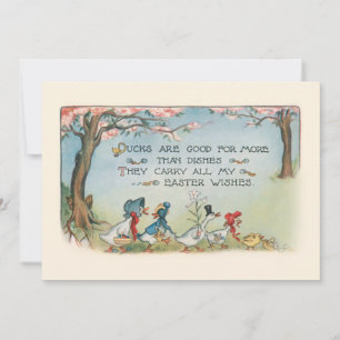 Cartes Pour Fêtes Annuelles Famille de canards de Pâques fantaisistes vintage