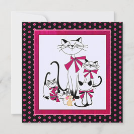 Cartes Pour Fêtes Annuelles Famille de chat rétro et souris