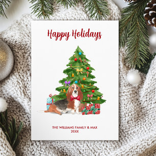 Cartes Pour Fêtes Annuelles Famille de chien Basset Hound Noël