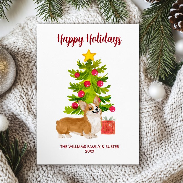 Cartes Pour Fêtes Annuelles Famille de Chiens Corgi personnalisés (Créateur téléchargé)