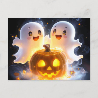 Cartes Pour Fêtes Annuelles Famille de fantômes mignons Halloween Citrouille N