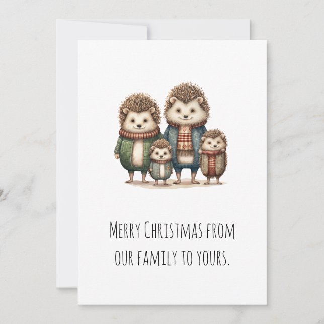 Cartes Pour Fêtes Annuelles Famille de Hérisson mignon (Devant)