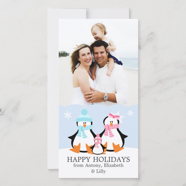 Cartes Pour Fêtes Annuelles Famille de manchots (Devant)