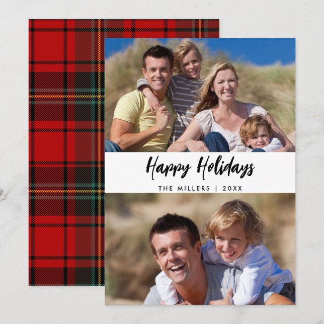Cartes Pour Fêtes Annuelles Famille de Noël Deux photos prises (Devant / Derrière)