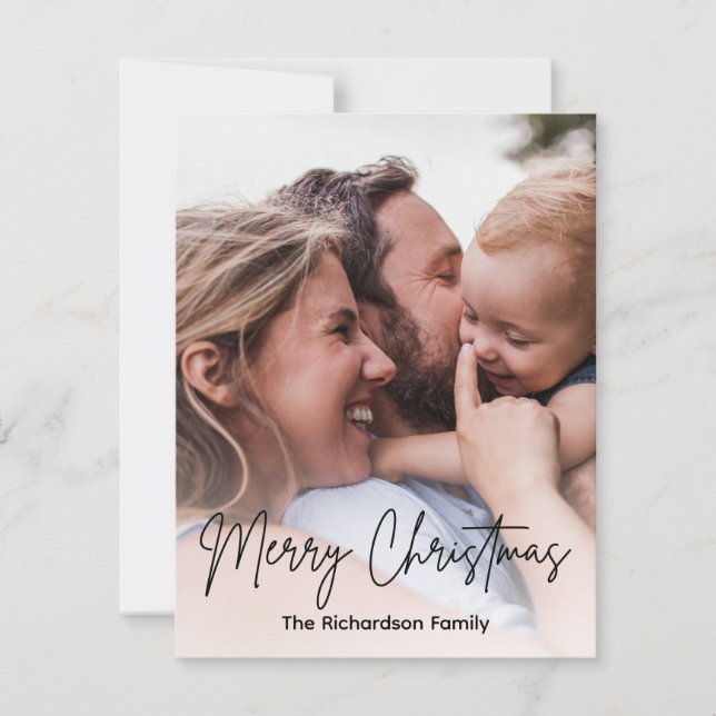 Cartes Pour Fêtes Annuelles Famille de Noël Photo Simple Moderne (Devant)