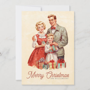 Cartes Pour Fêtes Annuelles Famille de Noël Retro