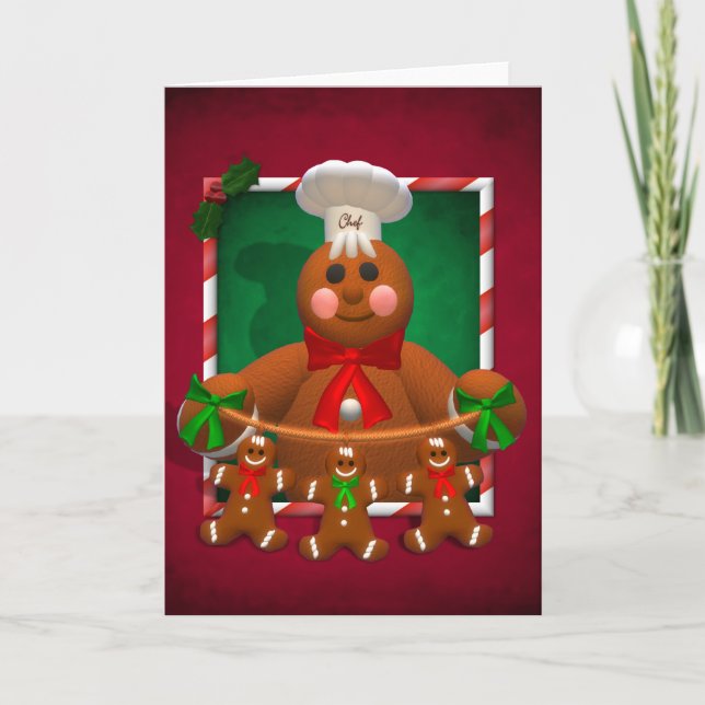 Cartes Pour Fêtes Annuelles Famille de pain d'épices : Funny Baker (Devant)
