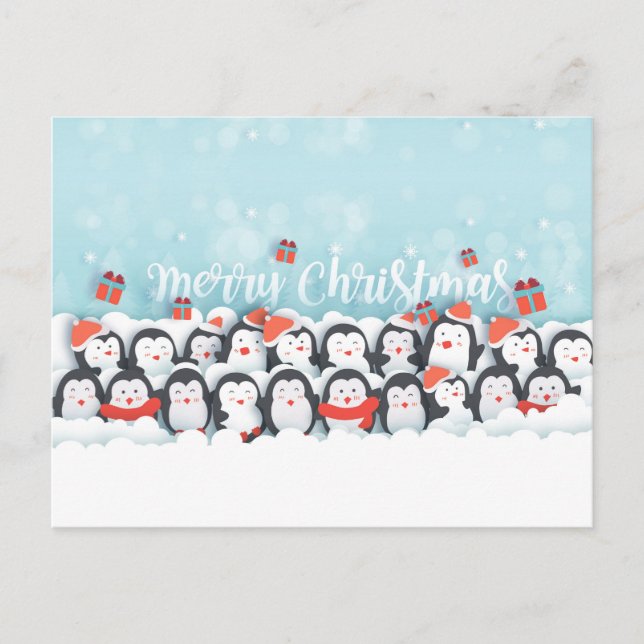 Cartes Pour Fêtes Annuelles Famille de pingouins de Noël (Devant)