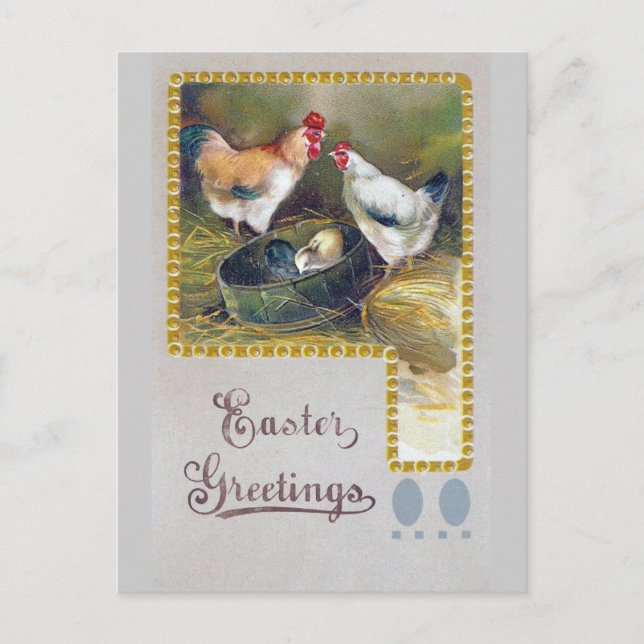Cartes Pour Fêtes Annuelles Famille de poulet de Pâques (Devant)