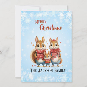 Cartes Pour Fêtes Annuelles Famille D'Écureuils D'Hiver Avec Écharpes