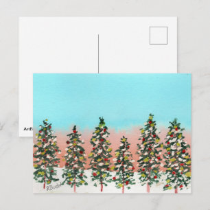 Cartes Pour Fêtes Annuelles Famille des arbres de Noël