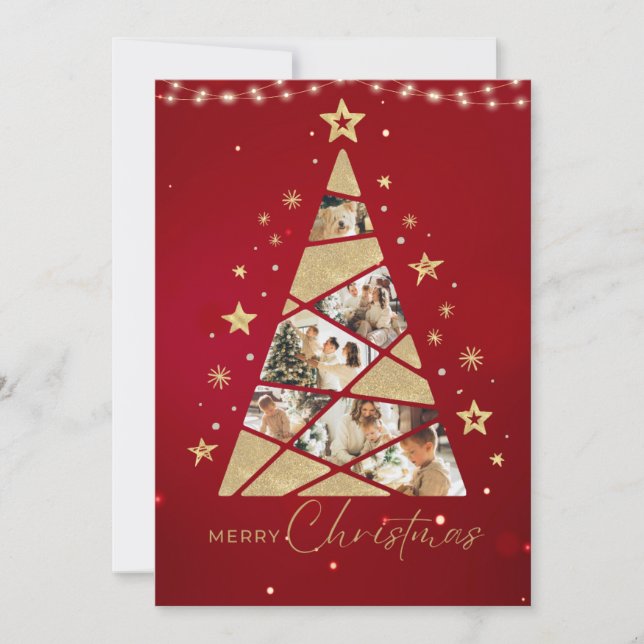 Cartes Pour Fêtes Annuelles Famille des sapins rouges (Devant)