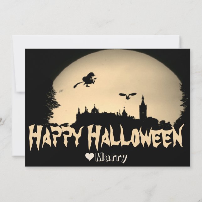 Cartes Pour Fêtes Annuelles Famille effrayante simple Joyeux Halloween Citroui (Devant)